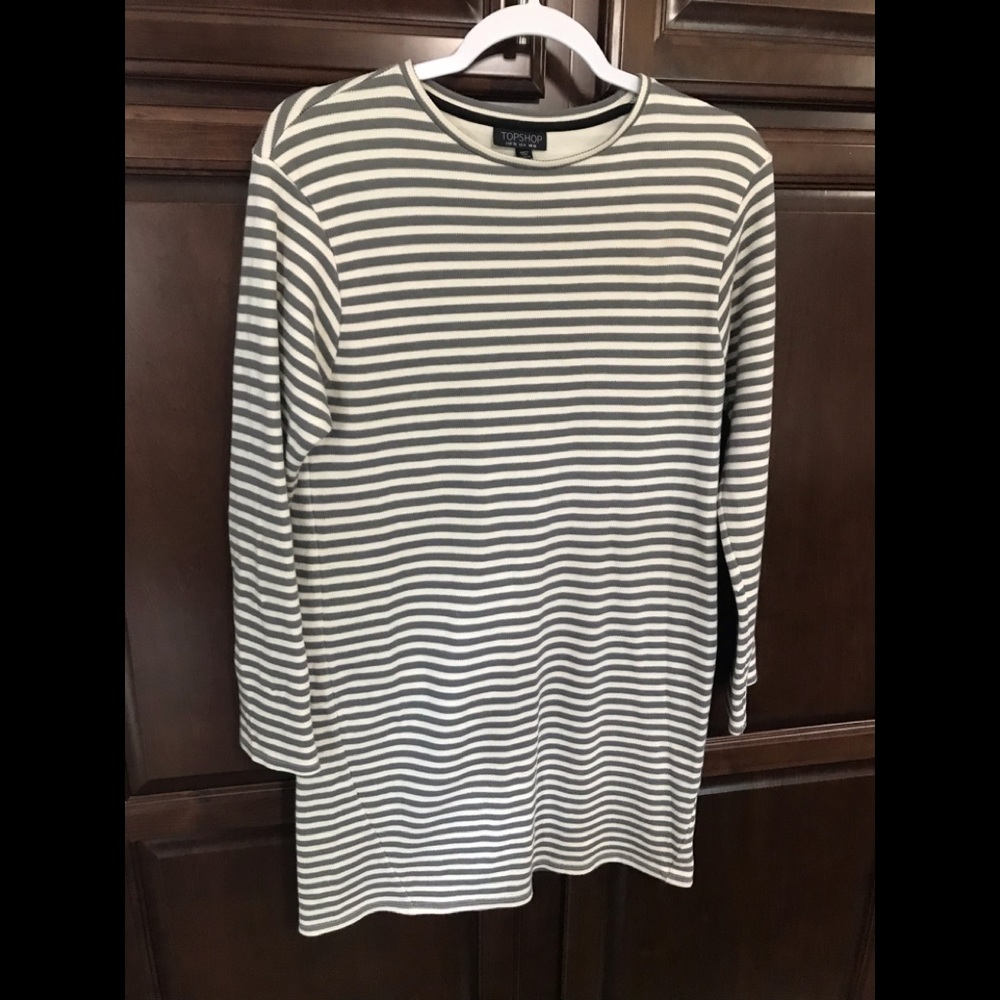 Topshop Gray & White Striped Tunic Dress. Sz. 6
